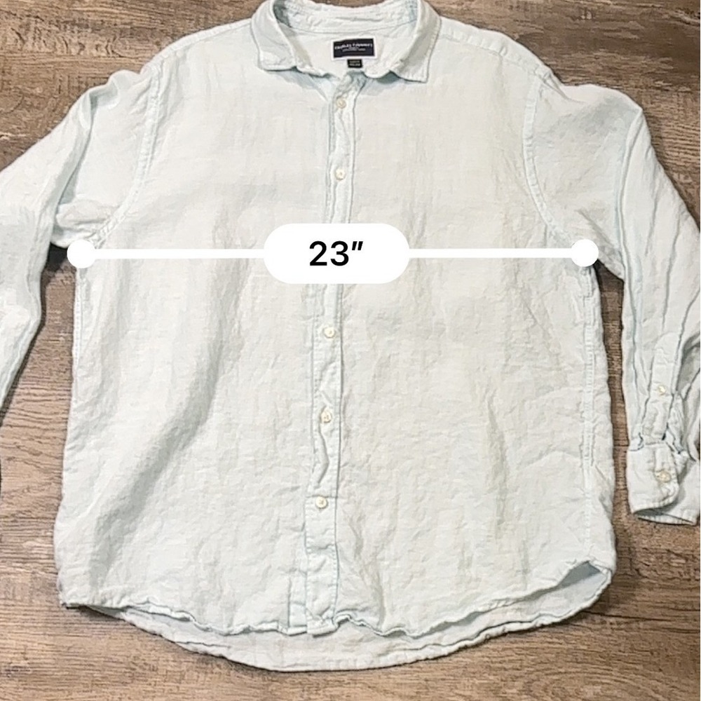Charles Tyrwhitt Men XL Light Blue 100% Linen Long Sleeve Button Down Shirt XL - Picture 6 of 8